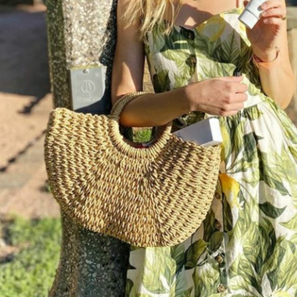 Rattan Handmade Woven Basket Beach Bag